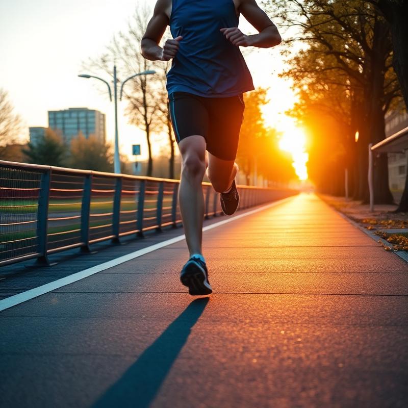 Runner on a path at sunrise